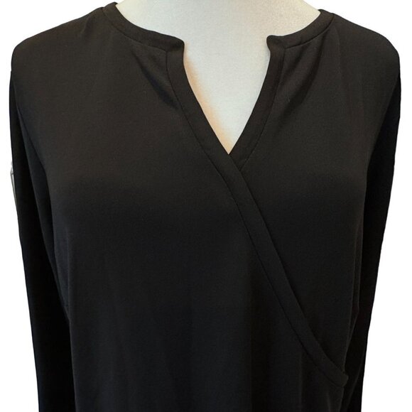 Talbots‎ Plus Size X Slinky Top Surplice Faux Wrap Black Wrinkle Free Capsule - Picture 2 of 9